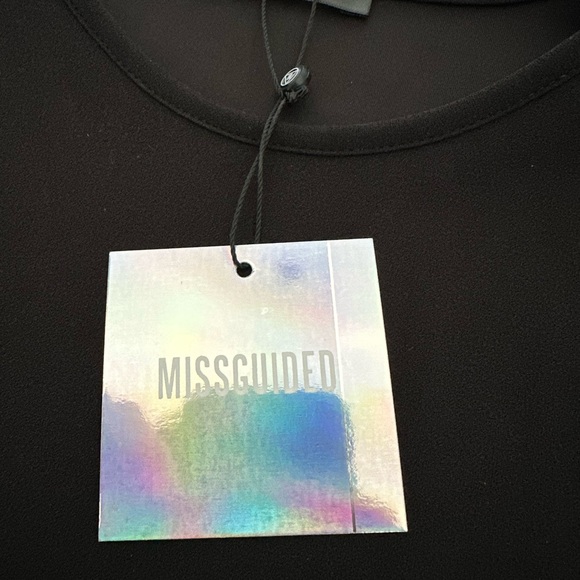 NWT Missguided Black Frill Detail Shift Dress S - Picture 3 of 4